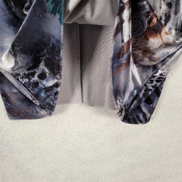 Bleu Womens Top Size S Blue Animal Print Flowy Ruffled Y2K Colorful Tunic Blouse - Picture 5 of 12